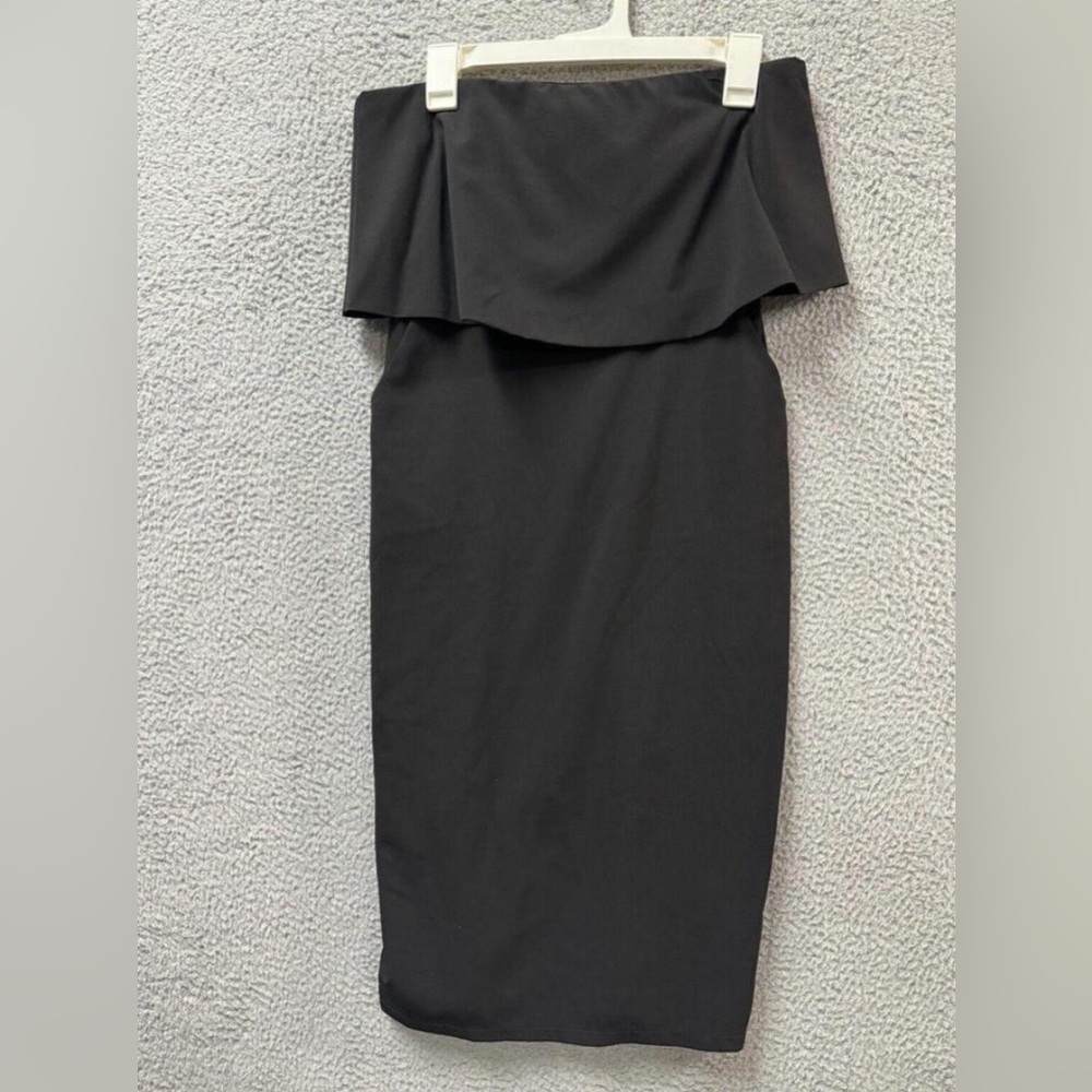 Lulus Dress Womens Medium Black Off Shoulder Sheath Pockets Lined Party